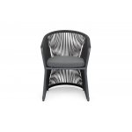 "Романо" стул плетеный из роупа, каркас алюминий темно-серый (RAL7024) муар, роуп темно-серый круглый, ткань темно-серая 027