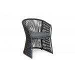 "Романо" стул плетеный из роупа, каркас алюминий темно-серый (RAL7024) муар, роуп темно-серый круглый, ткань темно-серая 027