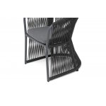 "Романо" стул плетеный из роупа, каркас алюминий темно-серый (RAL7024) муар, роуп темно-серый круглый, ткань темно-серая 027