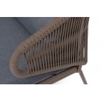 "Милан" диван 2-местный плетеный из роупа, каркас алюминий коричневый (RAL8016) муар, роуп коричневый круглый, ткань темно-серая 027