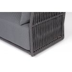 "Лугано" диван 3-местный плетеный из роупа, каркас алюминий темно-серый (RAL7024) муар, роуп темно-серый круглый, ткань темно-серая YB25-0027