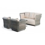 "Лугано" лаунж-зона 5-местная плетеная из роупа (веревки), каркас алюминиевый светло-серый, роуп серый меланж