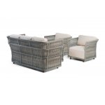 "Лугано" лаунж-зона 5-местная плетеная из роупа (веревки), каркас алюминиевый светло-серый, роуп серый меланж