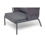 "Ронда" кресло плетеное из роупа, каркас алюминий темно-серый (RAL7024) муар, роуп серый 40 мм tex, ткань темно-серая 027