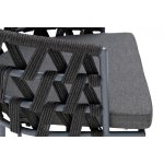 "Диего" стул плетеный из роупа, каркас из стали серый (RAL7022) муар, роуп темно-серый круглый, ткань темно-серая 027