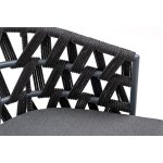 "Диего" стул плетеный из роупа, каркас из стали серый (RAL7022) муар, роуп темно-серый круглый, ткань темно-серая 027