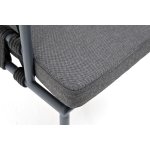 "Диего" стул плетеный из роупа, каркас из стали серый (RAL7022) муар, роуп темно-серый круглый, ткань темно-серая 027