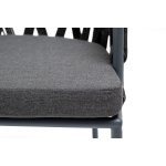 "Диего" стул плетеный из роупа, каркас из стали серый (RAL7022) муар, роуп темно-серый круглый, ткань темно-серая 027