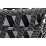 "Диего" стул плетеный из роупа, каркас из стали серый (RAL7022) муар, роуп темно-серый круглый, ткань темно-серая 027