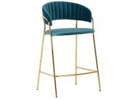 Стул полубарный Turin бирюзовый с золотыми ножками