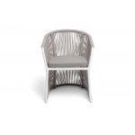 "Романо" стул плетеный из роупа, каркас алюминий белый муар, роуп бежевый круглый, ткань бежевая 15052