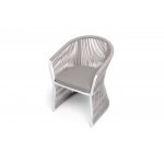 "Романо" стул плетеный из роупа, каркас алюминий белый муар, роуп бежевый круглый, ткань бежевая 15052