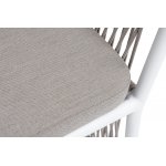 "Романо" стул плетеный из роупа, каркас алюминий белый муар, роуп бежевый круглый, ткань бежевая 15052