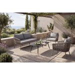 "Комо" лаунж-зона 4-местная плетеная из роупа (веревки), каркас алюминиевый бежево-серый, роуп серо-коричневый