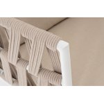 "Диего" кресло плетеное из роупа, каркас алюминий белый муар, роуп бежевый круглый, ткань бежевая 052