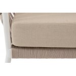 "Диего" кресло плетеное из роупа, каркас алюминий белый муар, роуп бежевый круглый, ткань бежевая 052