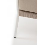 "Диего" кресло плетеное из роупа, каркас алюминий белый муар, роуп бежевый круглый, ткань бежевая 052