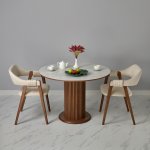 Стол Bloom диам. 105 см, Кварцит, орех Стол Bloom диам. 105 см, Кварцит, орех