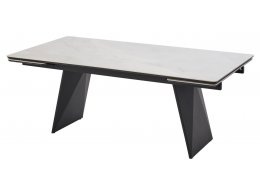 Стол ШЕРЛ  200 CRYSTAL ONIX BIANCO, керамика / Черный каркас М-City