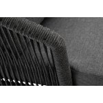 "Верона" кресло плетеное из роупа, каркас алюминий темно-серый (RAL7024) муар, роуп темно-серый круглый, ткань темно-серая 027