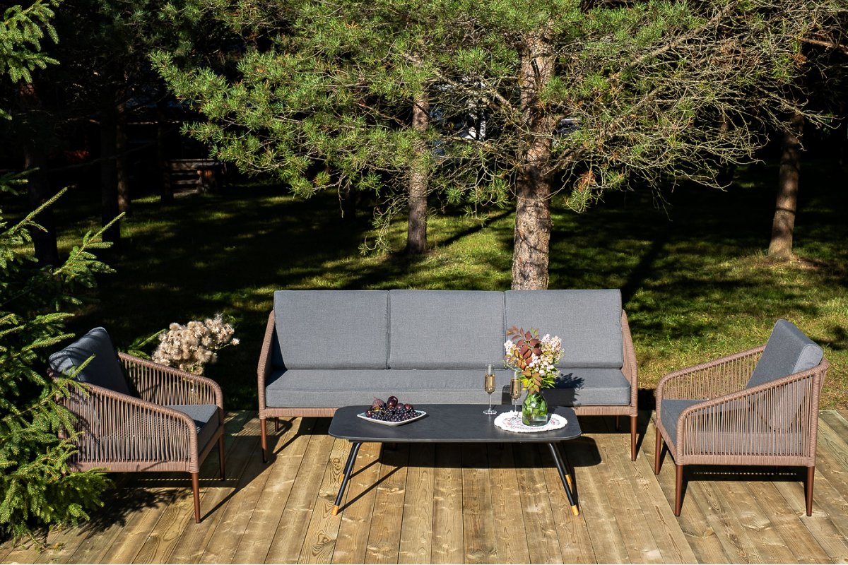 "Канны" лаунж-зона 5-местная плетеная из роупа (веревки), роуп коричневый