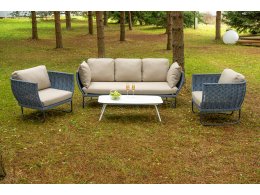 "Фиджи" лаунж-зона 5-местная плетеная из роупа (веревки), каркас алюминиевый темно-серый, роуп синий (KT18-014)