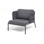 "Ронда" лаунж-зона 5-местная плетеная из роупа (веревки), каркас алюминиевый темно-серый, роуп серый 40 мм tex