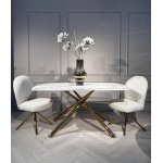 Стол обеденный Неаполь Голд TW1162-T-1,160x90x76 см, серо-золотая керамика/золото