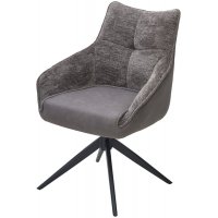 Стул FABIAN 360 град. поворот. MONA-464 Серый, PU/ STEAM-132 Серый, ткань / черный каркас, ®DISAUR
