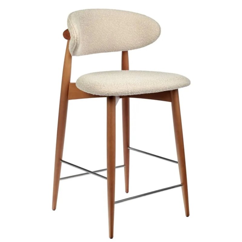 Стул полубарный Lucas латте букле с ножками цвета орех Стул полубарный Lucas латте букле с ножками цвета орех