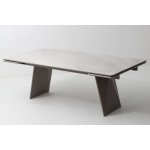 Стол ШЕРЛ  220 CRYSTAL ONIX BIANCO, керамика / Латте каркас М-City