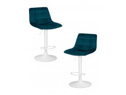 Набор 2 шт Стул барный DOBRIN TAILOR WHITE, морской волны велюр (MJ9-99)