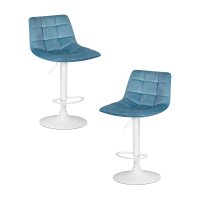 Набор 2 шт Стул барный DOBRIN TAILOR WHITE, пудрово-голубой велюр (MJ9-74)