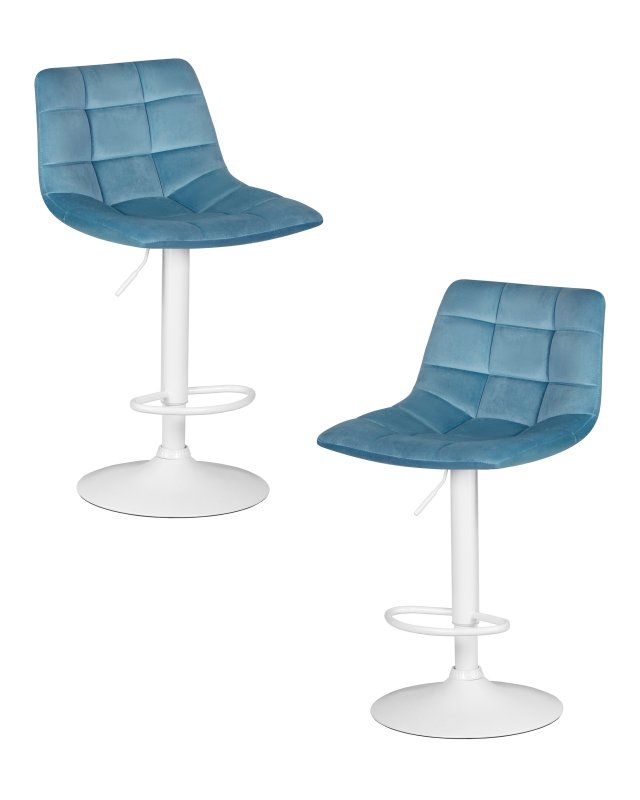 Набор 2 шт Стул барный DOBRIN TAILOR WHITE, пудрово-голубой велюр (MJ9-74)