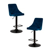 Набор 2 шт Стул барный DOBRIN JOSEPH BLACK, синий велюр (MJ9-117)