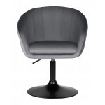 Кресло дизайнерское DOBRIN EDISON BLACK, серый велюр (1922-19)