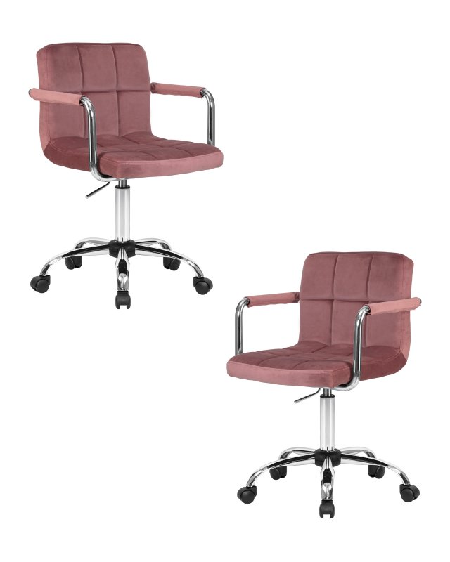 Набор 2 шт Офисное кресло для персонала DOBRIN TERRY, пудрово-розовый велюр (MJ9-32)