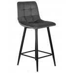 Набор 2 шт Стул полубарный DOBRIN OLIVIA, черные матовые ножки, темно-серый велюр (108-91)