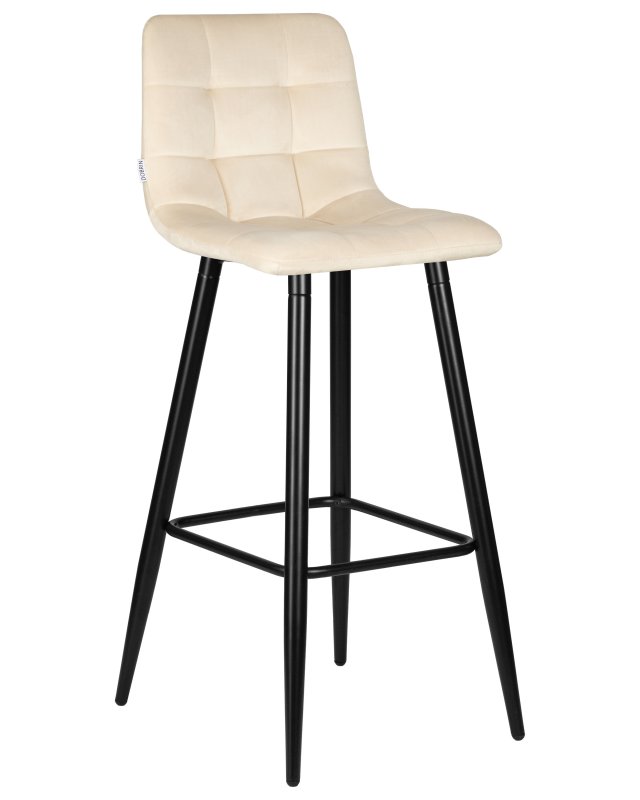 Стул барный DOBRIN NICOLE, черные матовые ножки, кремовый велюр (108-113) Стул барный DOBRIN NICOLE, черные матовые ножки, кремовый велюр (108-113)