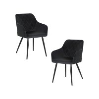 Набор 2 шт Стул обеденный DOBRIN ROBERT, черные матовые ножки, велюр V108-77 Чёрный