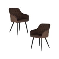 Набор 2 шт Стул обеденный DOBRIN ROBERT, черные матовые ножки, велюр V108-76 Горький шоколад