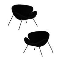 Набор 2 шт Кресло дизайнерское DOBRIN EMILY, черный ткань AF9, черное основание