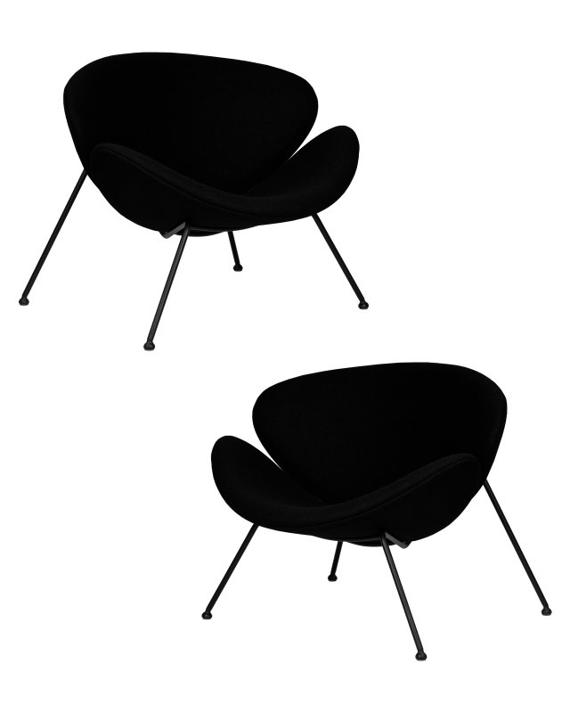 Набор 2 шт Кресло дизайнерское DOBRIN EMILY, черный ткань AF9, черное основание