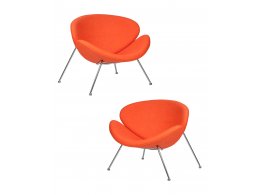 Набор 2 шт Кресло дизайнерское DOBRIN EMILY, оранжевая ткань AF, хромированная сталь Набор 2 шт Кресло дизайнерское DOBRIN EMILY, оранжевая ткань AF, хромированная сталь
