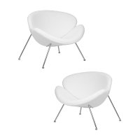 Набор 2 шт Кресло дизайнерское DOBRIN EMILY, белый (букле) ткань , хромированная сталь