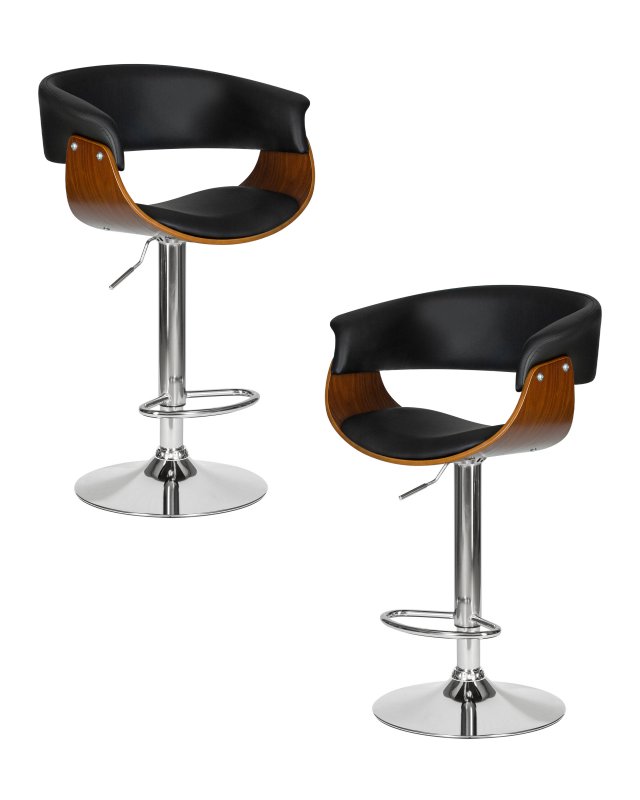 Набор 2 шт Стул барный DOBRIN OSTIN, цвет черный PU ABA 001