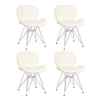 Набор 4 шт Стул обеденный DOBRIN BUTTERFLY CHROME, ножки хром, цвет кремовый