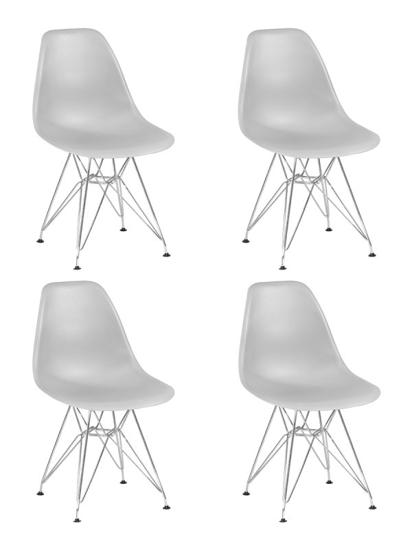 Набор 4 шт Стул обеденный DOBRIN DSR, ножки хром, цвет светло-серый (GR-01)