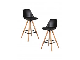 Набор 2 шт Стул полубарный DOBRIN RONNI, ножки светлый бук, черный (B-03)