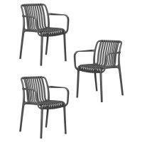 Набор 3 шт Стул обеденный DOBRIN WALTER ARM, темно-серый (GR-04)